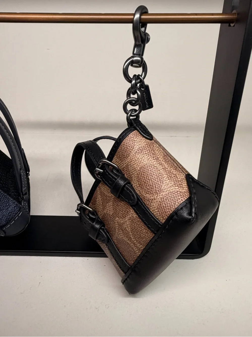 Coach Black Signature Small Key chain/bag charm new